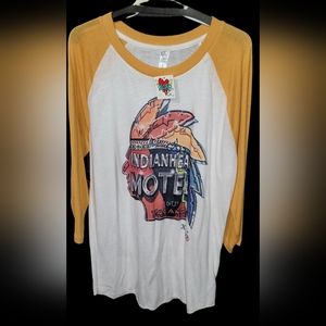 XOXO Indianhead Motel 3/4 Sleeve Baseball Shirt, Size Large, NWT
